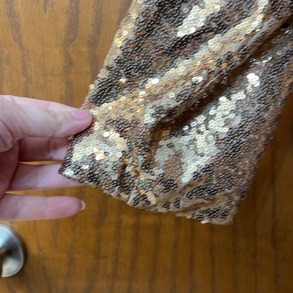 LANE BRYANT UEC Women’s Size 14/16 Gold Sequin Duster Holiday Festive Sparkly - Picture 6 of 15